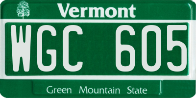 VT license plate WGC605