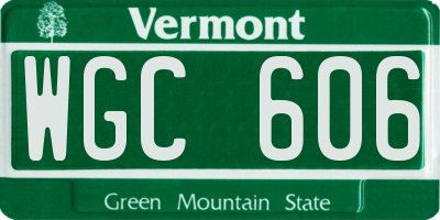 VT license plate WGC606