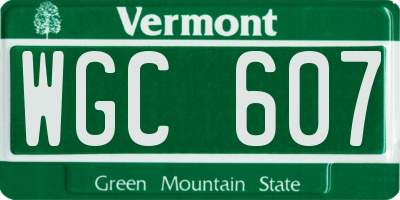 VT license plate WGC607