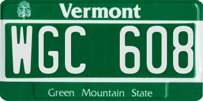 VT license plate WGC608