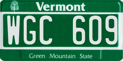 VT license plate WGC609