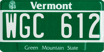 VT license plate WGC612