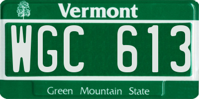VT license plate WGC613