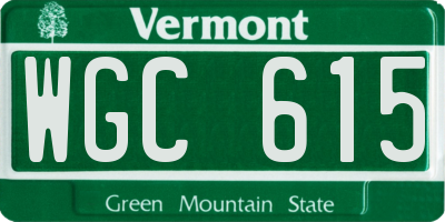 VT license plate WGC615