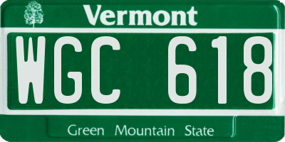 VT license plate WGC618