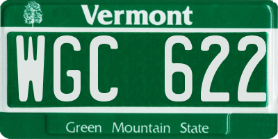 VT license plate WGC622