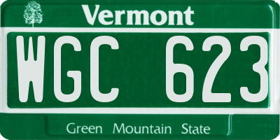 VT license plate WGC623