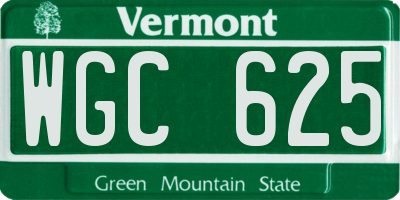 VT license plate WGC625