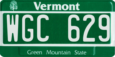 VT license plate WGC629