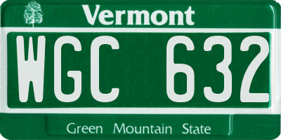 VT license plate WGC632