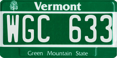 VT license plate WGC633