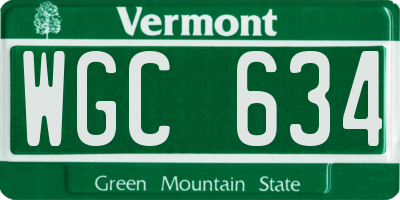 VT license plate WGC634