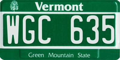 VT license plate WGC635