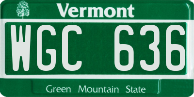 VT license plate WGC636