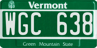 VT license plate WGC638