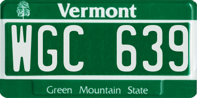 VT license plate WGC639