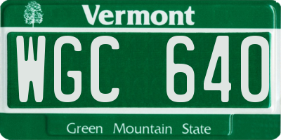VT license plate WGC640