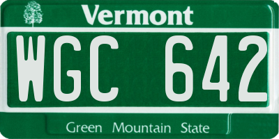VT license plate WGC642