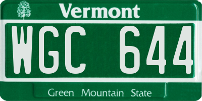 VT license plate WGC644
