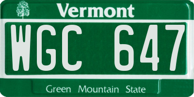 VT license plate WGC647
