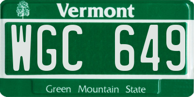 VT license plate WGC649