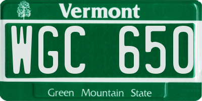 VT license plate WGC650