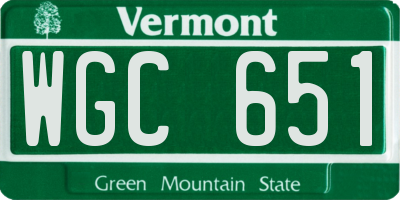 VT license plate WGC651
