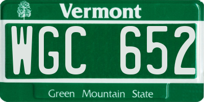 VT license plate WGC652