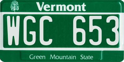 VT license plate WGC653