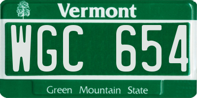 VT license plate WGC654
