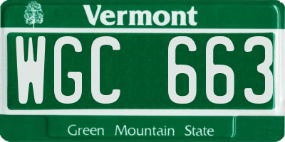 VT license plate WGC663