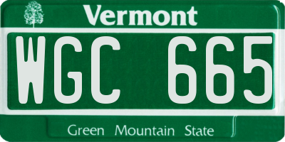 VT license plate WGC665