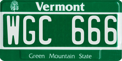 VT license plate WGC666