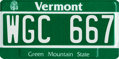 VT license plate WGC667