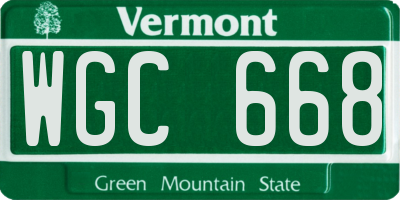 VT license plate WGC668