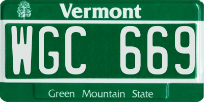 VT license plate WGC669