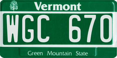 VT license plate WGC670