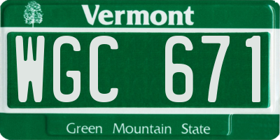 VT license plate WGC671