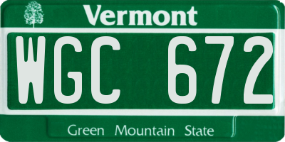 VT license plate WGC672