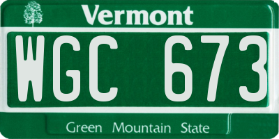 VT license plate WGC673