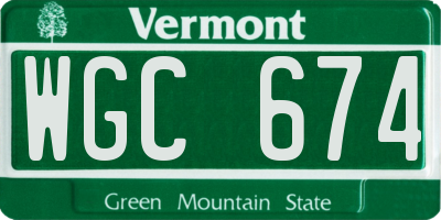 VT license plate WGC674