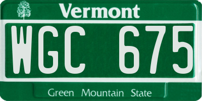 VT license plate WGC675