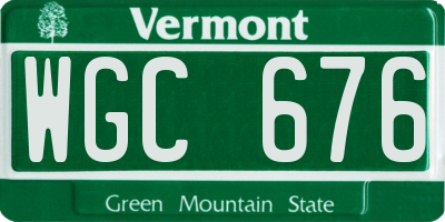 VT license plate WGC676