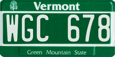 VT license plate WGC678