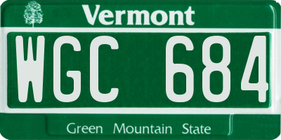 VT license plate WGC684