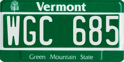 VT license plate WGC685