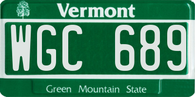 VT license plate WGC689