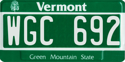 VT license plate WGC692