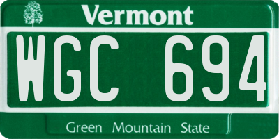 VT license plate WGC694