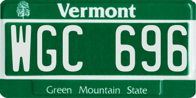 VT license plate WGC696